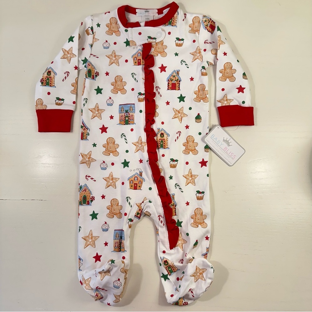 NWT Baby Bliss Pima Gingerbread Footie 0-3M